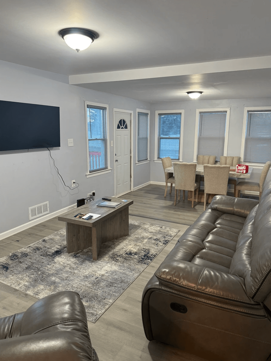 Open living and dining room
